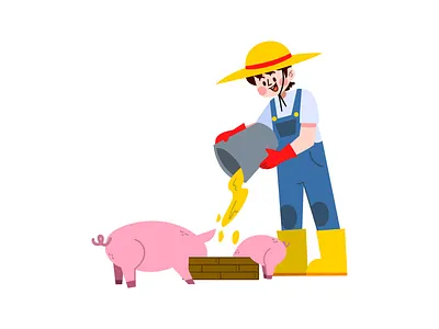 Farmer Feeding Pigs Illustration agricultural life art agriculture illustration animal husbandry art barnyard scene countryside illustration countryside lifestyle daily farm routine farm animals art farmer and animals farmer illustration farmland illustration feeding animals concept happy farmer art livestock care illustration organic farming illustration pig farm art rural life scene rural work concept sustainable farming art village life illustration