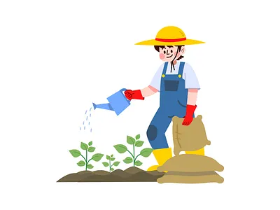 Farmer Watering Plants Illustration agricultural activity art agriculture illustration countryside scene crop cultivation illustration daily farm routine eco farming art farm life concept farmer illustration gardening concept green lifestyle illustration healthy food production nature and growth organic farming art plant care illustration rural life art rural work art spring planting scene sustainable farming vegetable garden illustration watering plants art
