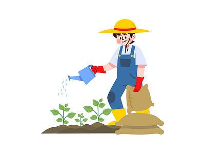 Farmer Watering Plants Illustration agricultural activity art agriculture illustration countryside scene crop cultivation illustration daily farm routine eco farming art farm life concept farmer illustration gardening concept green lifestyle illustration healthy food production nature and growth organic farming art plant care illustration rural life art rural work art spring planting scene sustainable farming vegetable garden illustration watering plants art