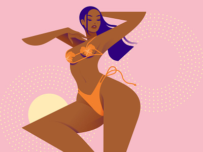 Orange Orchid bikini character illustration miami minimal sun swimsuit woman