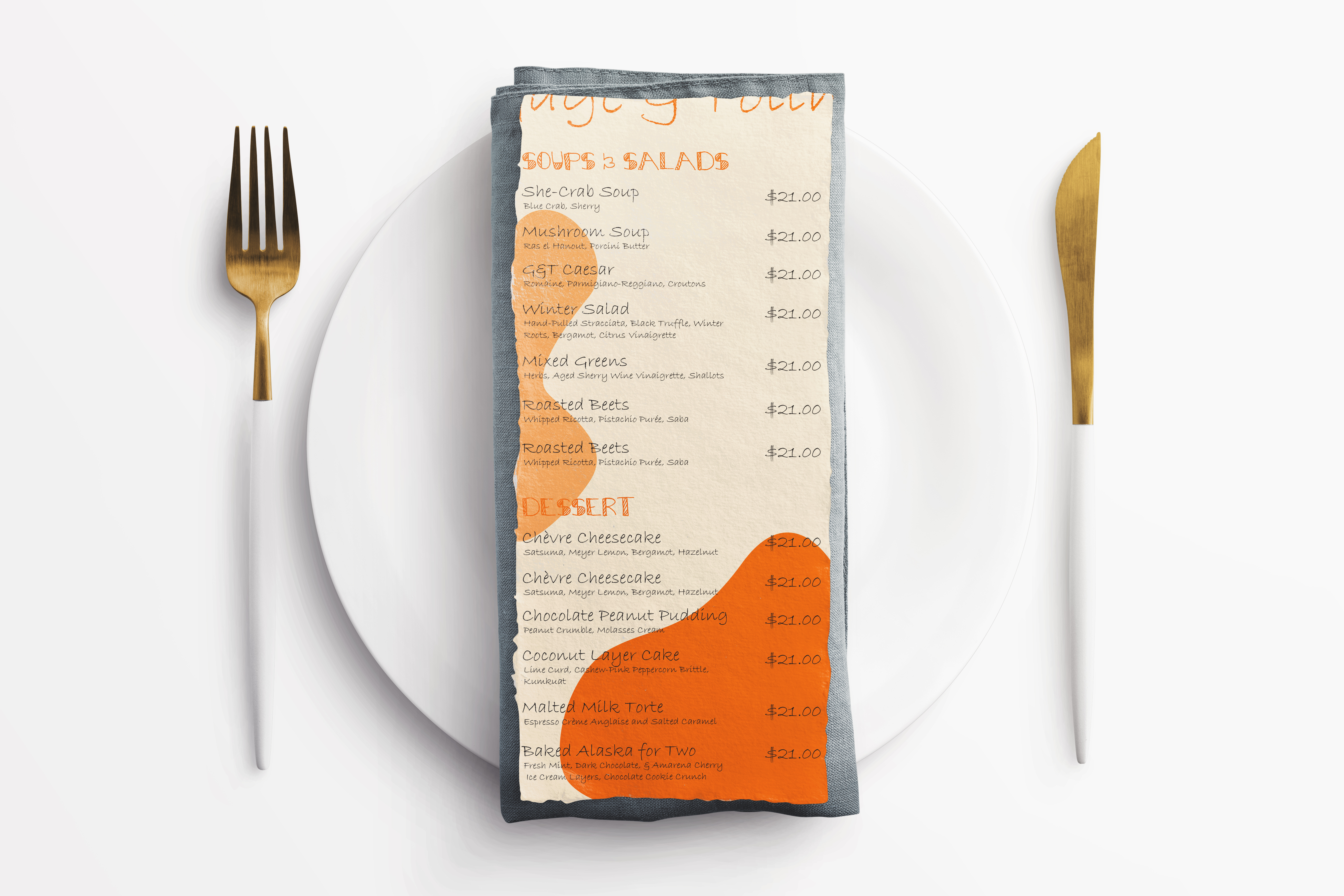 Example of Professional Menu Design Services 