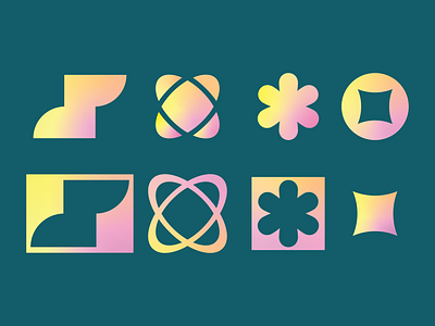 Positive-Negative Abstract Icons Set adobe branding color design gradient graphic design icons illustration illustrator logo shapes student vector