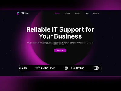 IT Service Website creativedesign darktheme figmadesign herosection itservices itwebsite landingpage minimal design modernwebsite pricingpage servicessection ui uiux ux web design webdesign webinterface webui