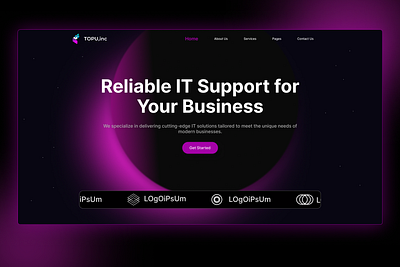 IT Service Website creativedesign darktheme figmadesign herosection itservices itwebsite landingpage minimal design modernwebsite pricingpage servicessection ui uiux ux web design webdesign webinterface webui