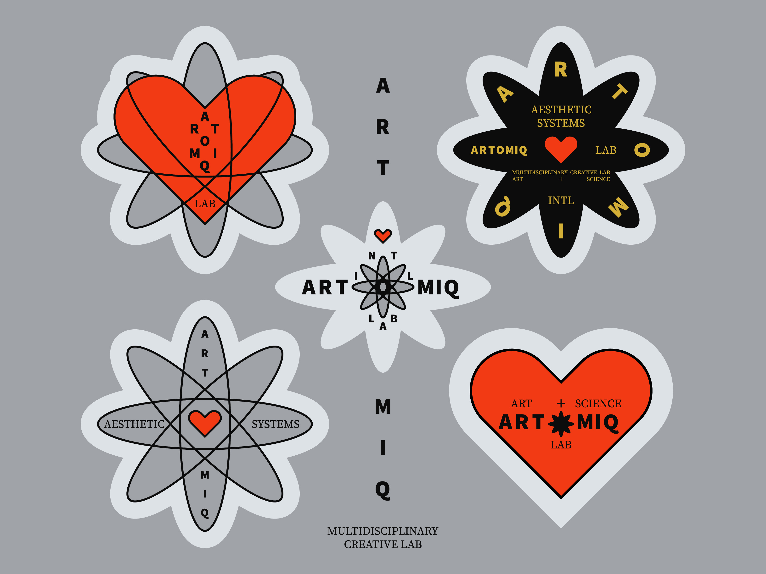 Stickers for the Creative Studio - ARTOMIQ art direction artist atom brand brand identity branding creative direction creative studio design studio flat design graphic design graphic design studio heart logo logotype sticker sticker pack ui vector design visual design