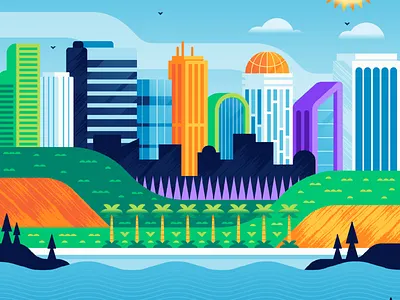 Blue Cyclops Illustration Exploration adobe illustrator city cityscape colorful colors illustration illustration style vector