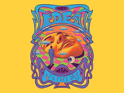 Every idea holds power color creativity design figurative art human idea illustration inspiration mindset motivation poster psychedelic retro surrealism trippy typography vector vintage