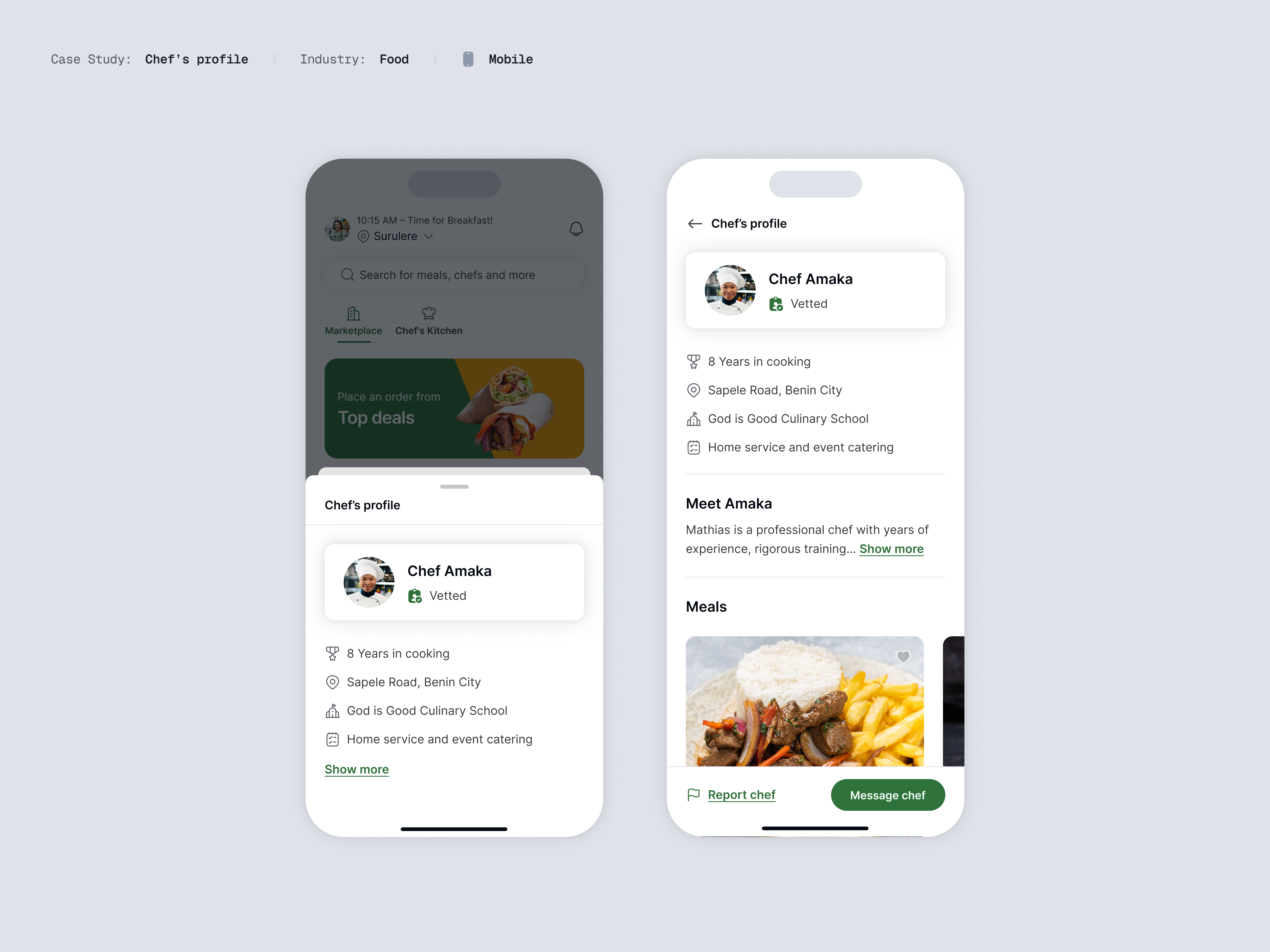 Chef’s Profile — Food App UI chef foodapp meal profile ui ux