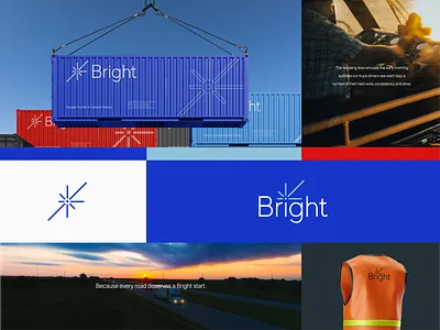 Bright Logistics Rebrand — Modern Logo & Identity Design brand design brand identity brand identity design branding cargo construction design logistics logo logo design logo designer minimal minimalist packing semi truck shipping sun sunburst tech trucking