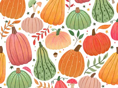 Pumpkin Pattern Design adobe fresco digital illustration halloween illustration pattern design photoshop print pattern pumpkin surface pattern