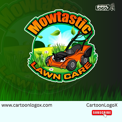 Mowtastic Cartoon Logo for Lawn Care Brands By CartoonLogoX brand logo design branding branding studio cartoon artists cartoon brand design cartoonlogo cartoonlogox creativebranding design graphic design illustration lawn care branding logo mascot branding mascot creator