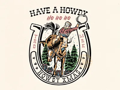 Have A Howdy christmas design howdy illustration rodeo santa claus vintage western