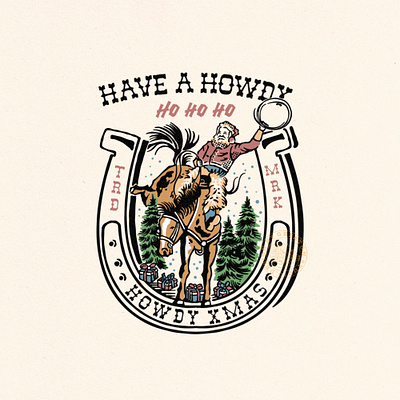 Have A Howdy christmas design howdy illustration rodeo santa claus vintage western