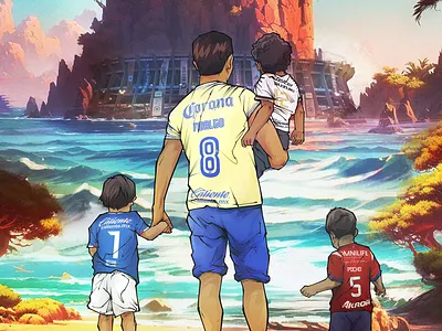 A papa se le respeta aguilas akyanyme america banorte chivas clubamerica cruzazul dibujo digitalart estadioazteca futbol goya ilustracion ligamx mundial2026 noai painting pumas soccer unam