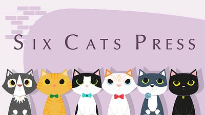 Six Cats Press FB banner branding character graphic design socialmedia vector