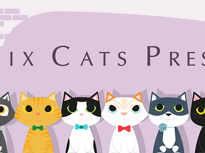 Six Cats Press FB banner branding character graphic design socialmedia vector