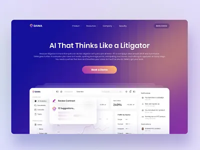 DANA | AI-powered legal Proofchecking App Landing Page ai landing page legal proofchecker ui ux website