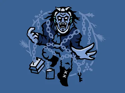 Jacob Marley achristmascarol chains charlesdickens christmas christmascarol dickens ghost holidays illustration scary spirit vector
