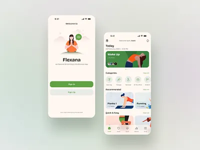 Flexana | Personal Growth Meditation App Design app app ui design graphic design icons illustrations ios meditation app minimal designs personal growth