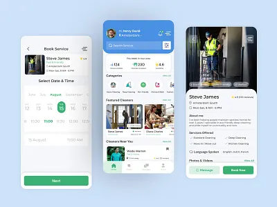 Service Booking Mobile App adobe xd android app app design booking app clean design clean ui cleaning app design figma design ios app mobile app design modern design ui ux design user interface