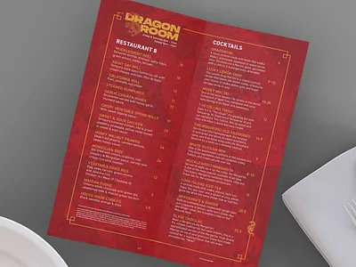 Menu for Dragon Room / Dragon Bar bar brand branddesign branding casino hospitality logo logodesign menu menu design restaurant typography