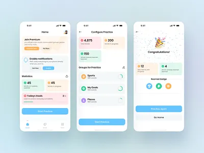 Bougu | Personal Goals Managment App for Word Learning edu goals ios app ui ux wordlearning