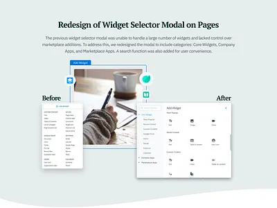 Redesign of Widget Selector Modal on Pages figma modal redesign ui uiux ux web design website widget