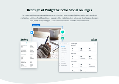 Redesign of Widget Selector Modal on Pages figma modal redesign ui uiux ux web design website widget