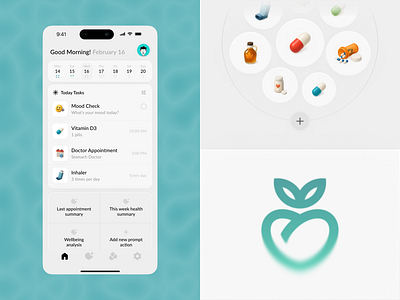 PeachHealth - AI-powered health tracking app ai app aiux app branding health health app logo mobile app tracker ui uiux ux