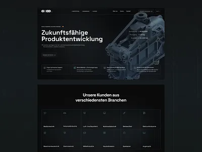 Industrial B2B, Prototyping and Precision Engineering 3d aerospace automotive b2b branding cad darkui design figma industrial landing manufacturing tech ui ux web webdesign website