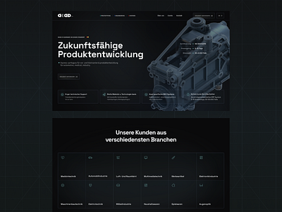 Industrial B2B, Prototyping and Precision Engineering 3d aerospace automotive b2b branding cad darkui design figma industrial landing manufacturing tech ui ux web webdesign website