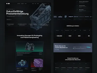 Industrial B2B, Prototyping and Precision Engineering 3d aerospace automotive b2b branding cad darkui design figma industrial landing page tech ui ux web webdesign website