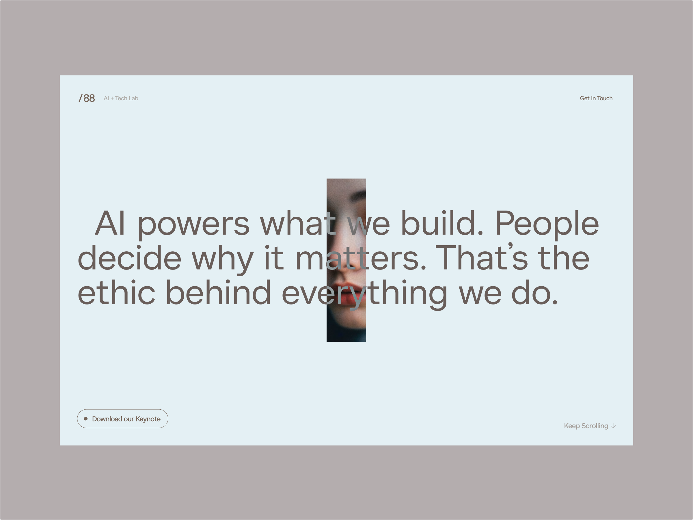 Lab88 website - AI, the Machine God, behind the glass ai animation branding design interaction motion motion graphics premium product design ui ux web web design webflow website website design