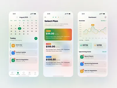 Club Manager App UI android app app branding club manager football illustration ios app player manager uiux