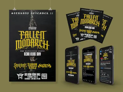 Fallen Monarch - The Reflecting Grave Release Show Admat concert deathcore flyer hands illustration metalcore music poster social media