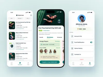 Paddle Hub | Tournament Management App android app app design ios paddle paddle hub ui uiux ux