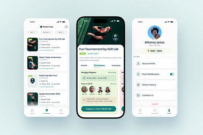 Paddle Hub | Tournament Management App android app app design ios paddle paddle hub ui uiux ux