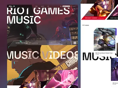 Riot Games — Music Immersive Sound & Story Direction art direction branding clean design gaming graphic design landing page layout league of legends minimal responsive riot games type typography ui uiux valorant visual design web design