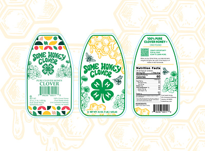 4H Some Honey Clover Label Design 4 h 4h branding branding design clover clover honey drawing food label food packaging graphic design hand drawn honey honeycomb illustration illustration art illustrator label label design labels