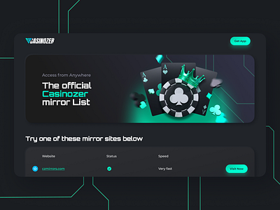 Casinozer — Crypto Casino Access Page cryptocasino darkui uxui web3