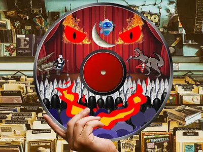 Eyes Of Ember creepy digital art digitalart illustration ipad music disc music record photoshop record