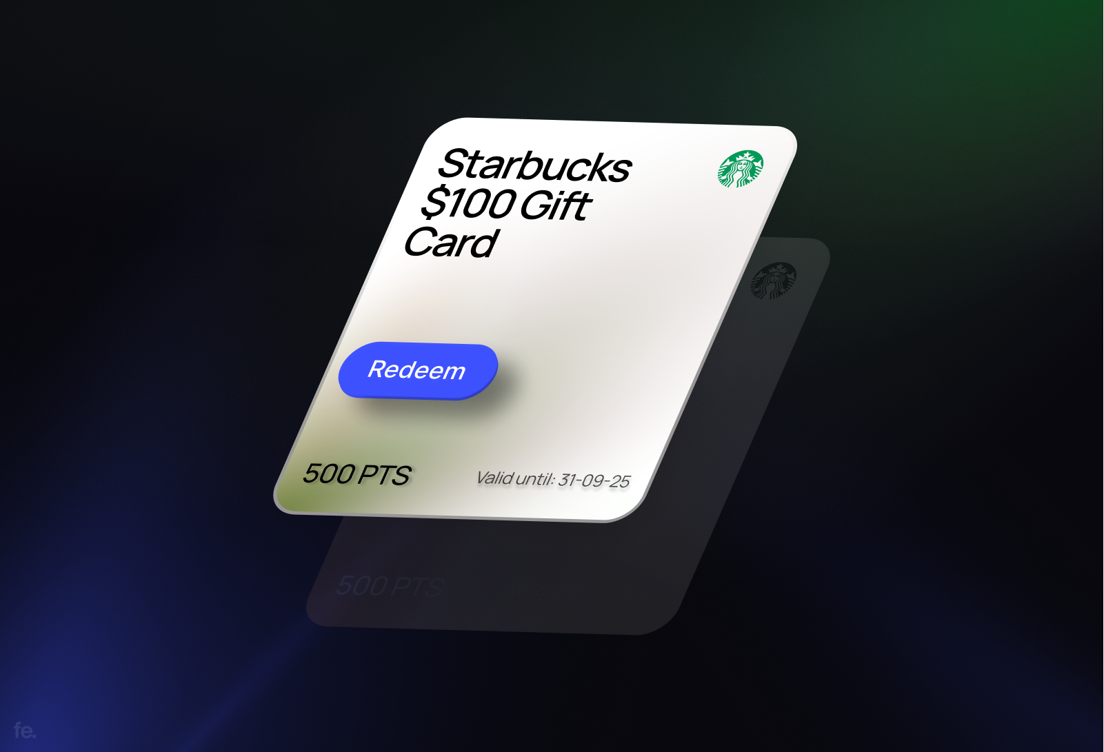 A modern digital rewards card concept designed for a loyalty or app design card ui clean ui concept fintech gift card gradient interface loyalty program minimal mobile ui modern design product design redeem points rewards ui sleek design ui design ux web app