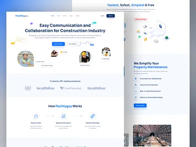Construction Management SaaS Landing Page UI construction construction app construction saas design facility management interface landing page project management project management app saas ui saas website startup ui ui design ux design web design website website design