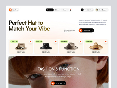 Hat eCommerce Store design ecommerce elementor fashion framer hat landing online page shop store template ui webflow website wordpress