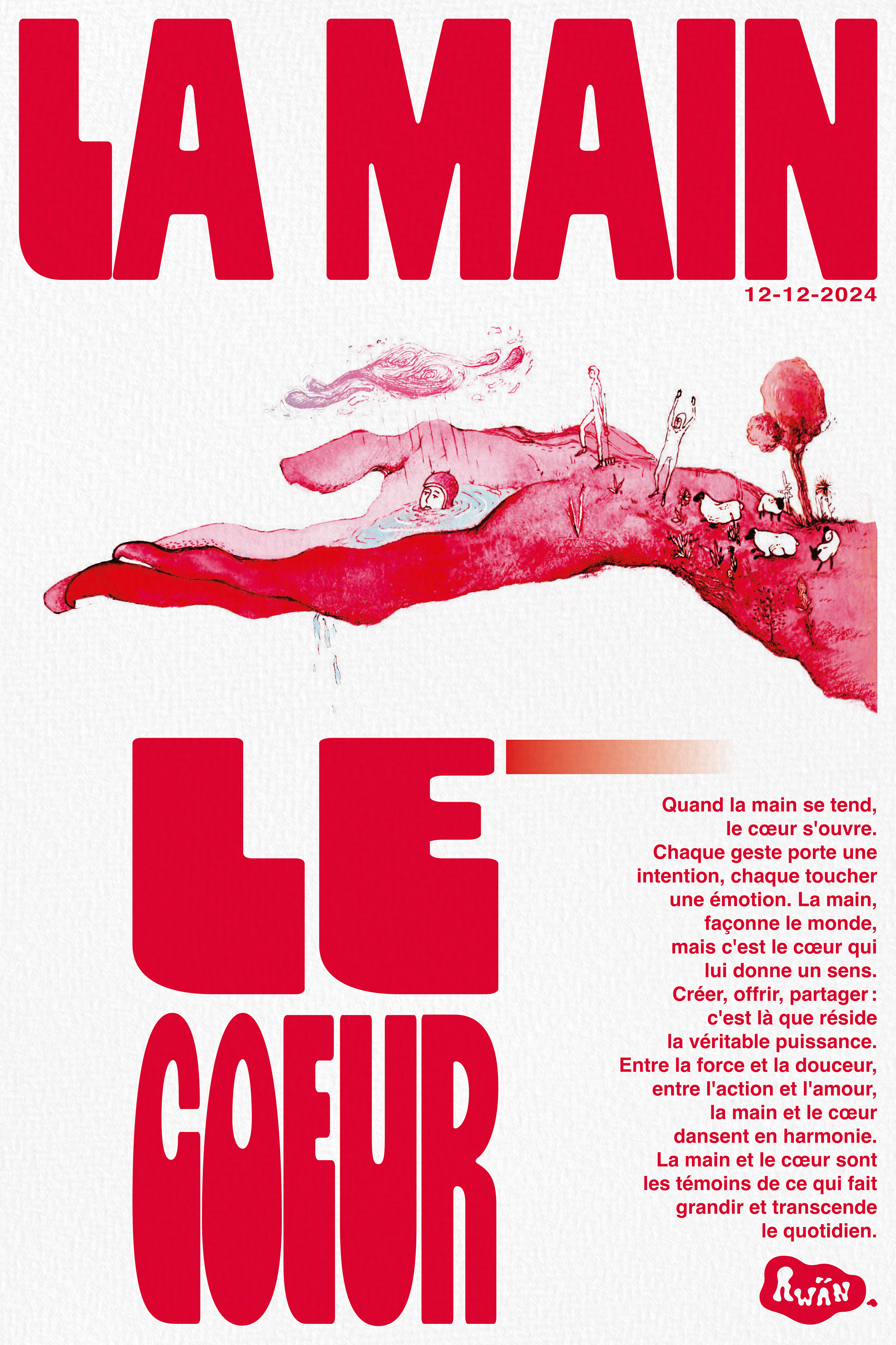 Affiche "La Main, le Coeur" art design graphic design illustration traditional typography vector