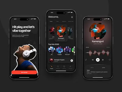 Méloir - Music mobile app app app design audio dark mode mobile mobile app mobile design mobile ui music music app music player personalized music playlist sound streaming app ui ui concept ui design ux ux design