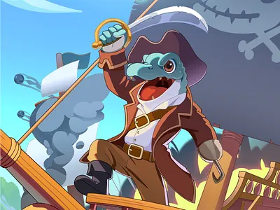 Pirates War – Splash Screen Design cartoon character colorful design fun game game design game title illustration pirate playful splash screen ui