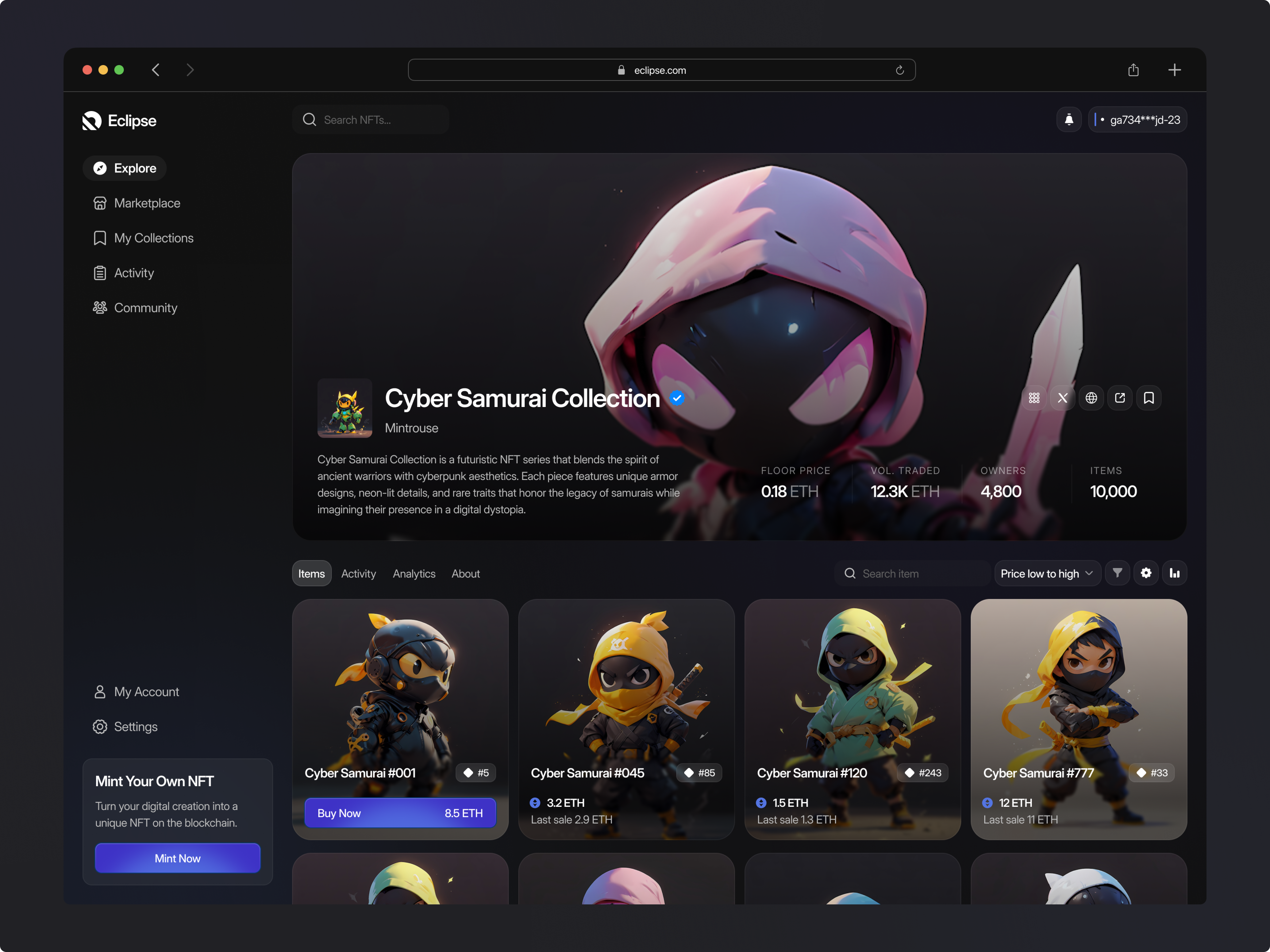 Web3 Dashboard - Collection Page banking bitcoin blockchain collection crypto dashboard design earn exchange finance modern nft trading trend ui design ux design wallet web3 web3 dashboard website