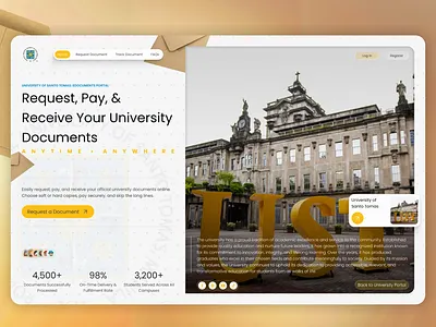 University of Santo Tomas eDocuments Portal — Landing Page UI branding conceptdesign creative creativeportfolio dribbbleshowcase figma figmadesign minimaldesign minimalist portfolio portfoliodesign projectdesign ui uiux uiuxdesign ux uxdesign