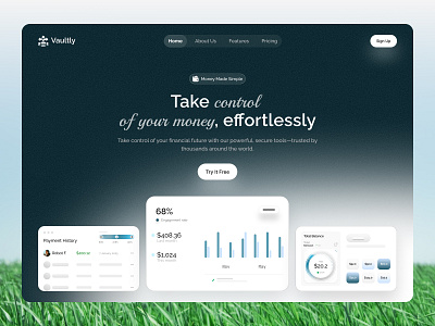 Finance Management Platform Hero Section design finance hero interface product saas service startup ui ux web website